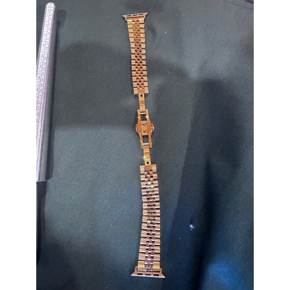 Rose Gold Stainless Steel Jubilee Link Band for Apple Watch Butterfly Clasp